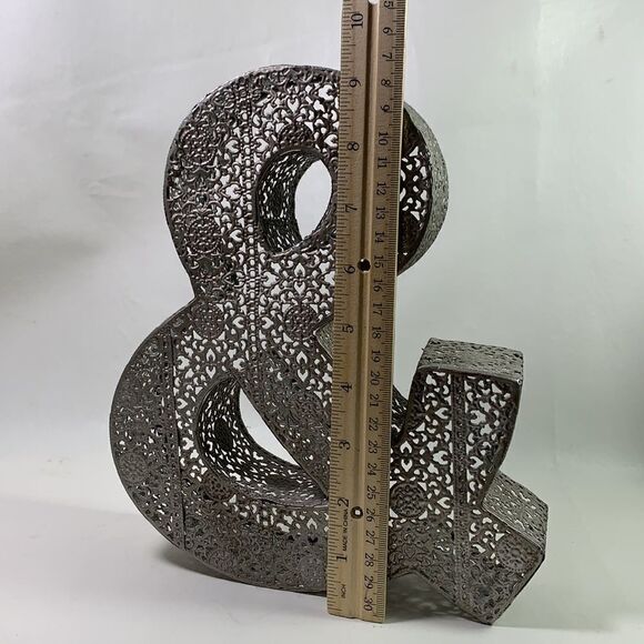 & Sign Silver Filagree Decorative Vintage Accent Office Home Bar 9 1/4 Inches - Picture 5 of 6